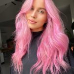 Capelli rosa con frangia