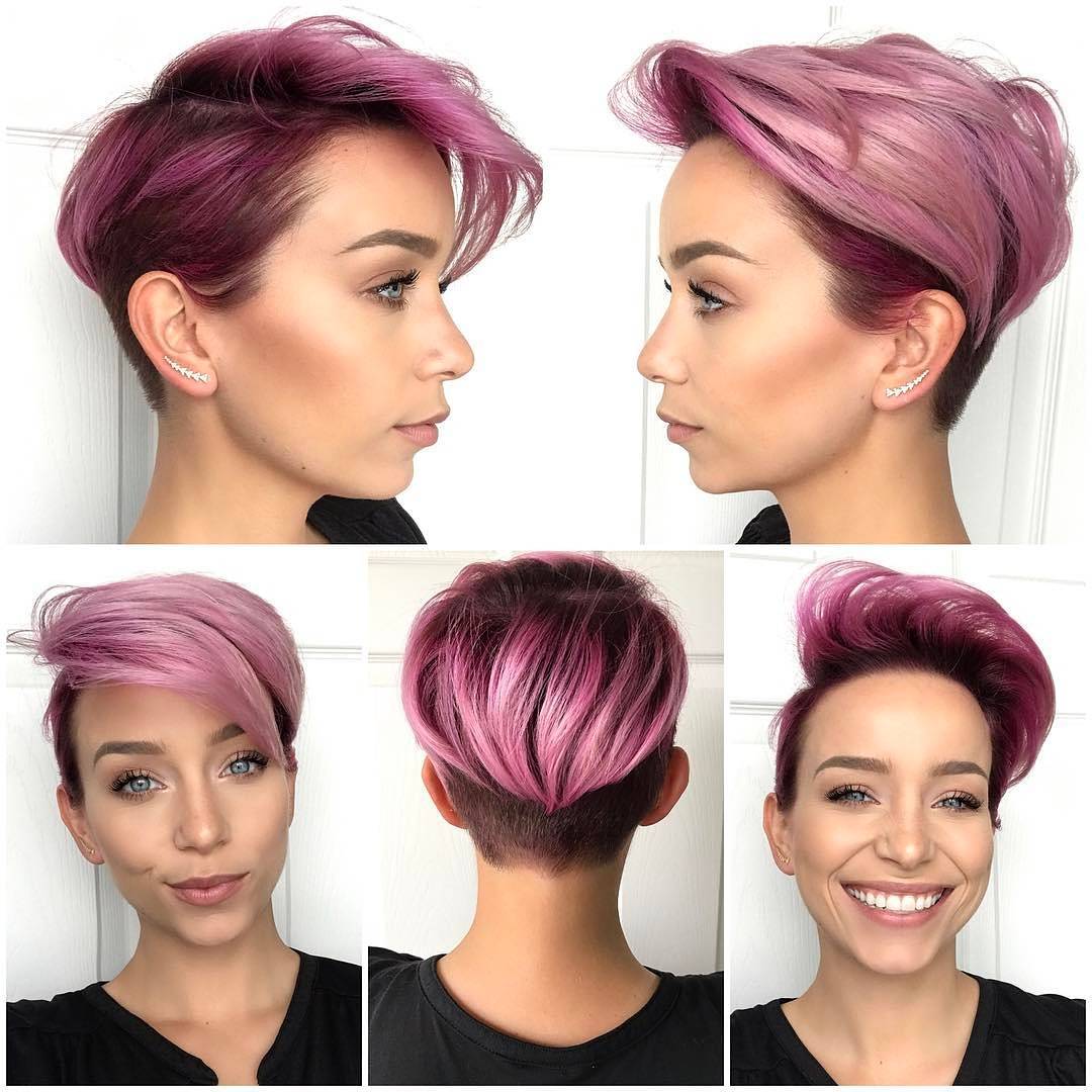 Capelli corti rosa con ciuffo