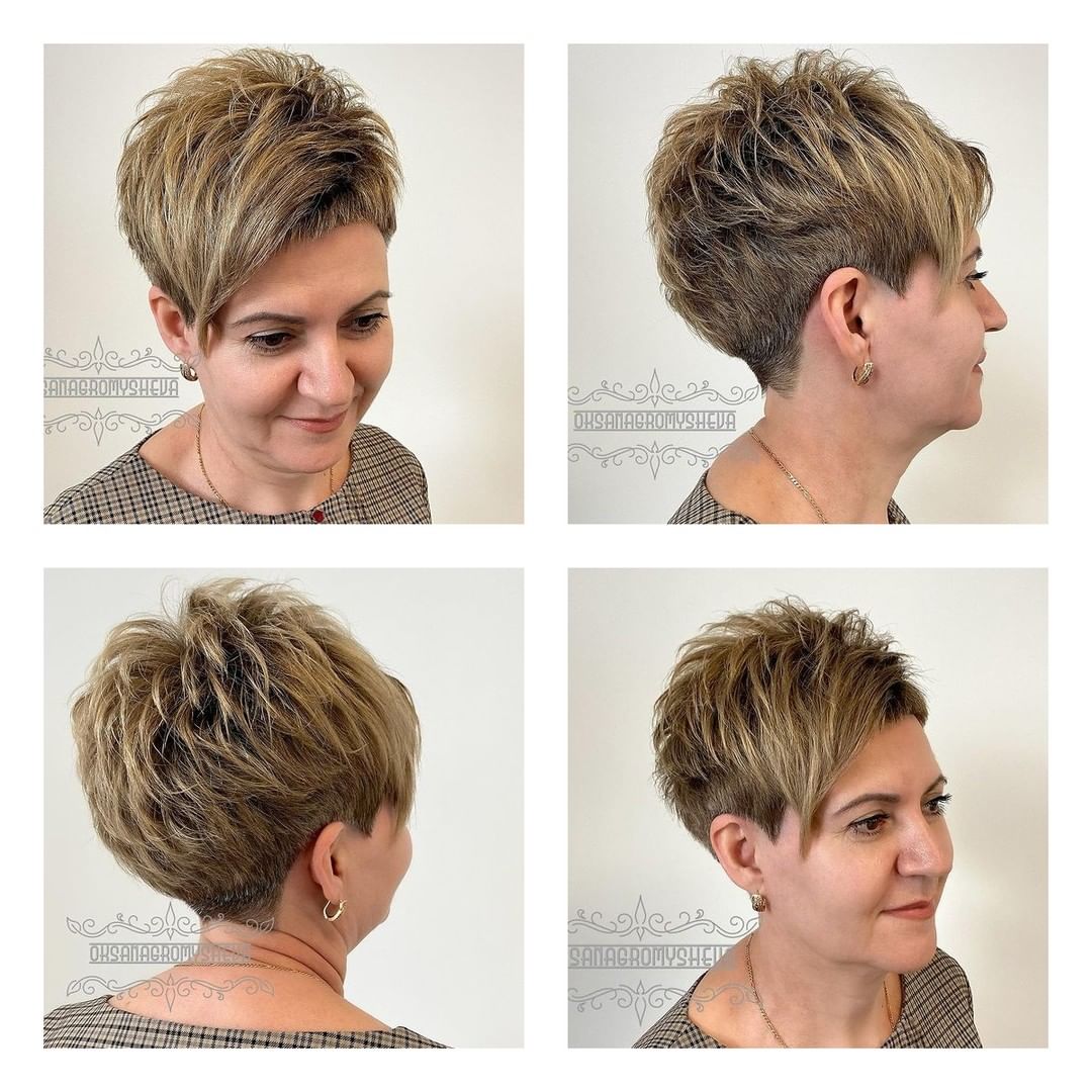 Taglio pixie corto over 50 - @oksanagromysheva