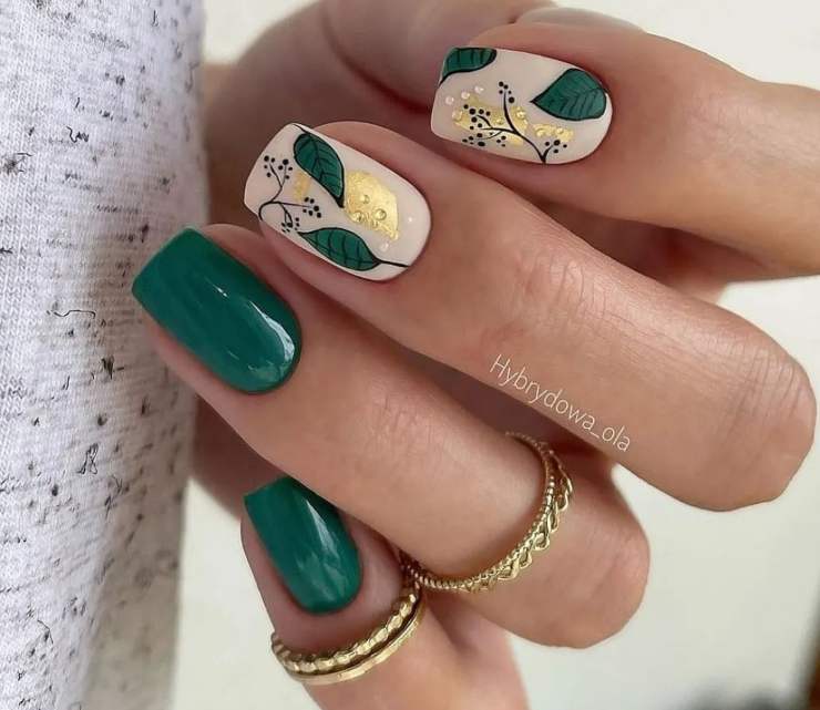 foglie verdi manicure - @m_a_n_i_c_u_r_e