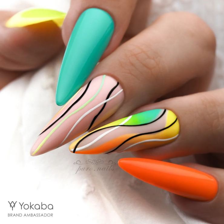 mix colori arancio Block Nails @puro.nails