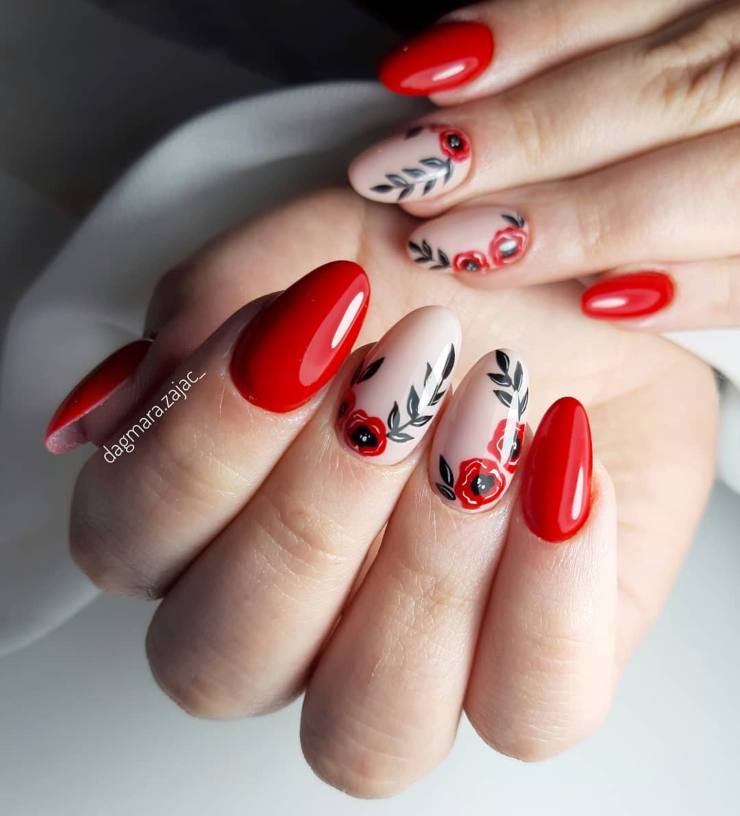 con fiori segno rosso