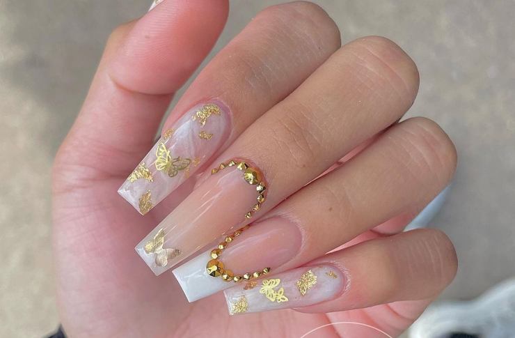 strass dorati french manicure segno @alinellanails._