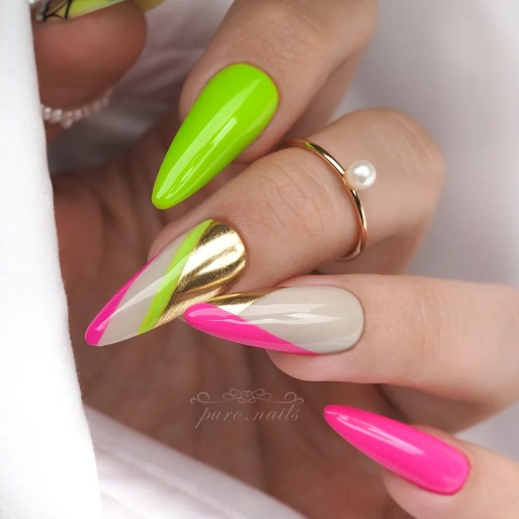 colori fluo Block Nails @puro.nails