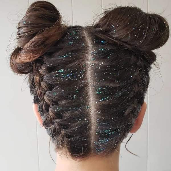 stephatthehairco Acconciatura Glitter doppio chignon e trecce 15-12-2022