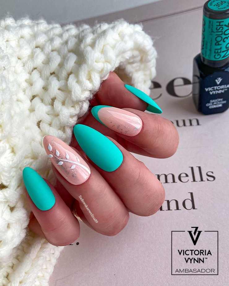 con verde- acqua Nail art segno per segno