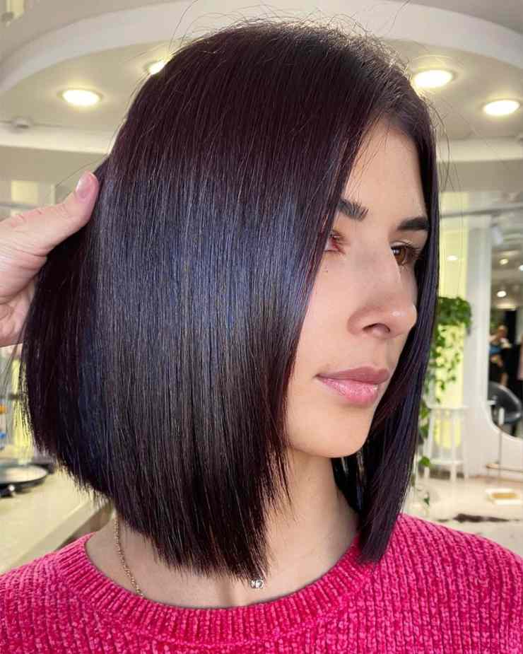 viso tondo taglio long bob