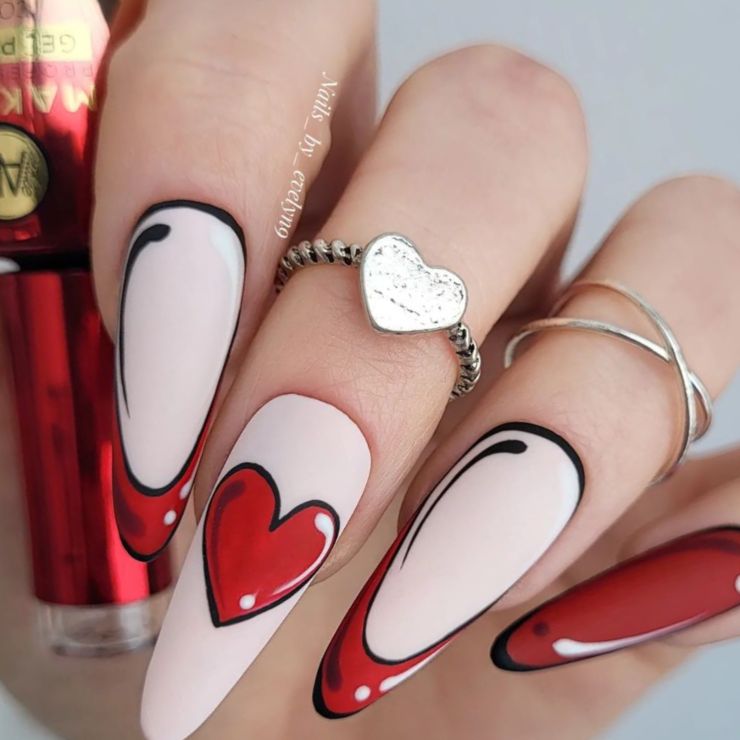 Nail Art San Valentino cuore rosso