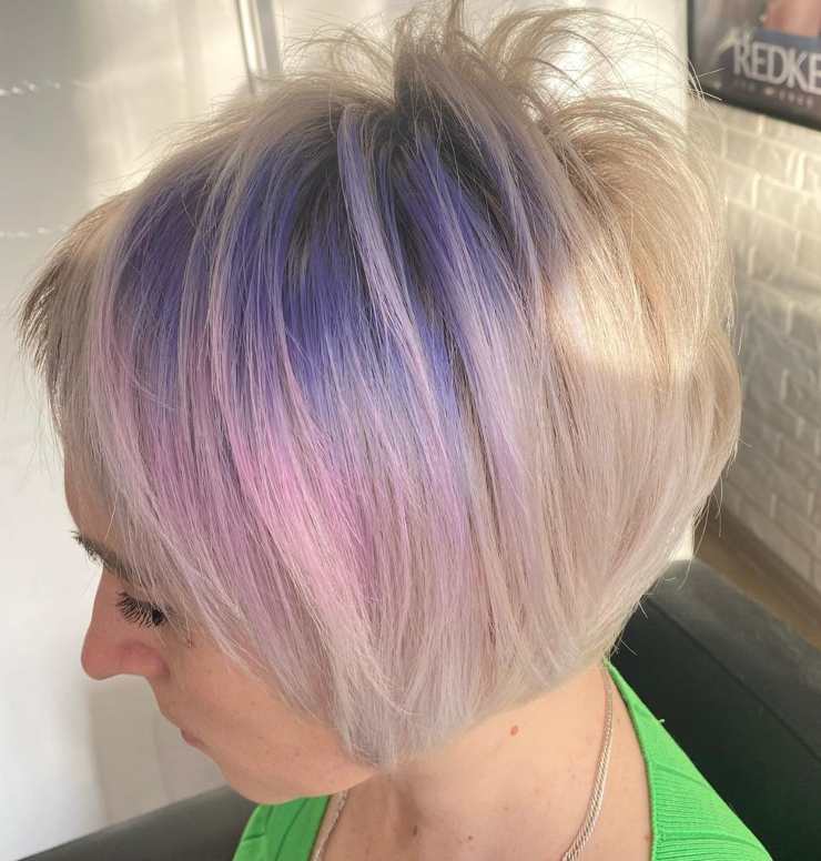 pixie cut sfumatura viola