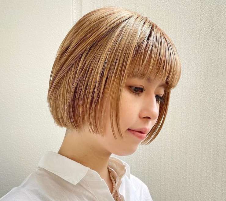 viso ovale look Hair bob biondo