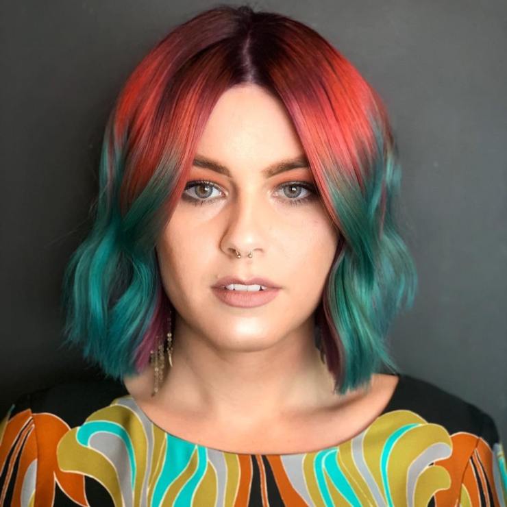 tagli di capelli viso allungato bob bicolore