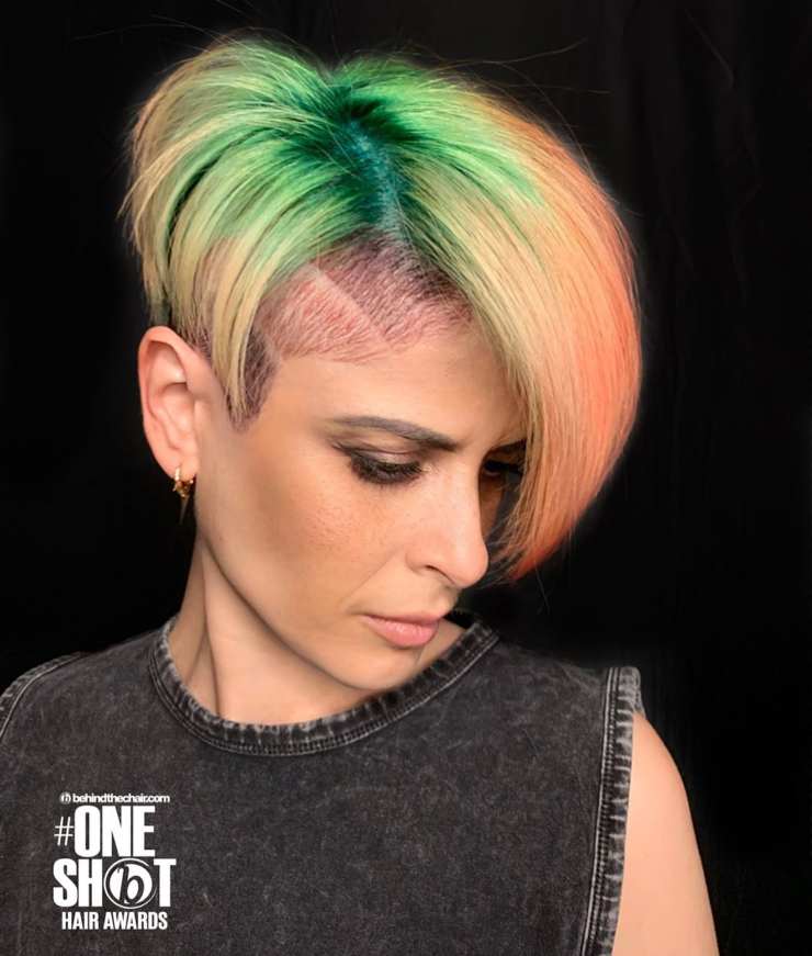 tagli di capelli viso allungato Pixie bicolore
