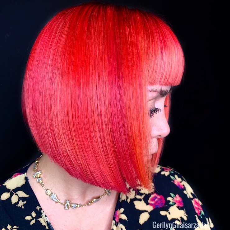 tagli di capelli viso allungato bob rosso
