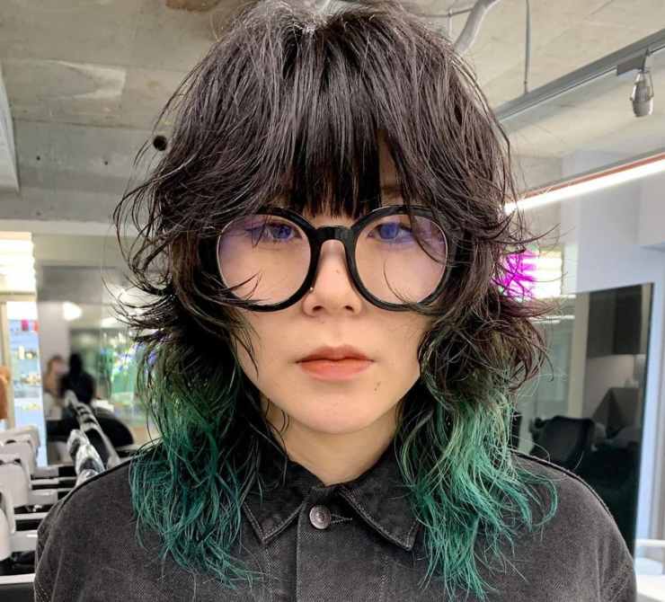 viso ovale look Shag bicolore