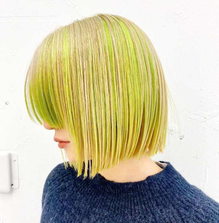 Geometrie e colori, viso allungato look Hair Bob