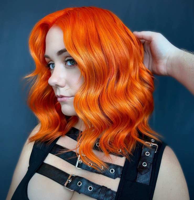 viso ovale tagli hair bob long e arancio