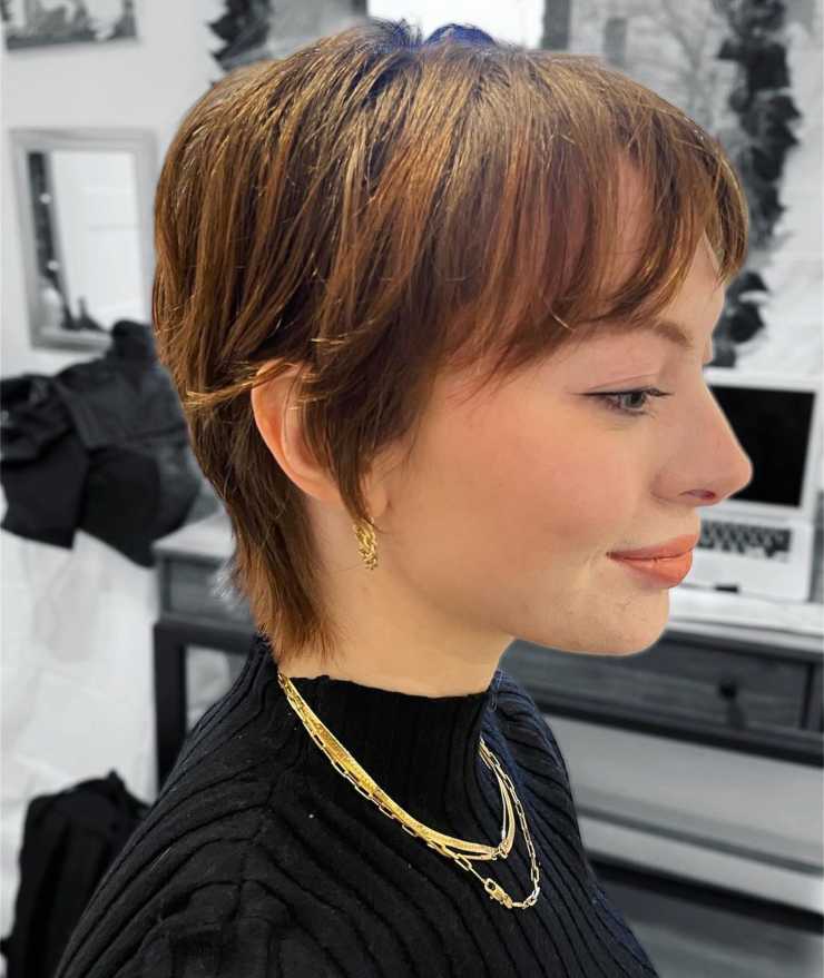 Bixie cut taglio corto castano