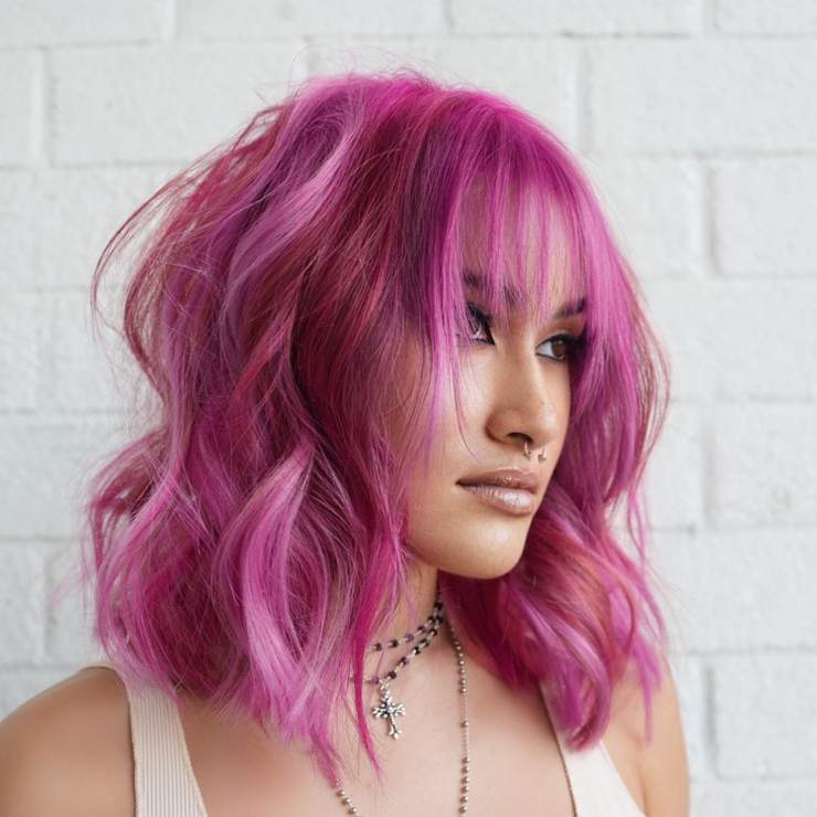 hair idea ragazze basse hair bob fucsia