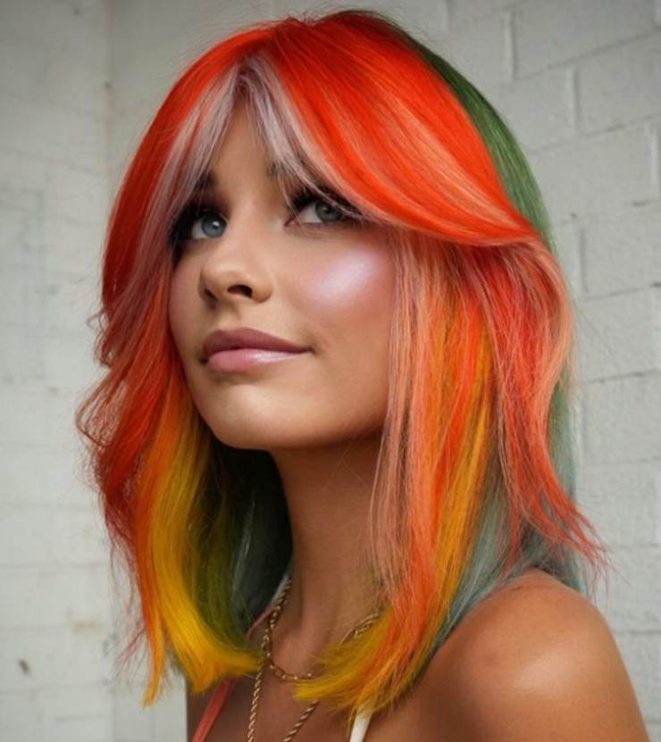 hair idea ragazze basse hair bob fluo