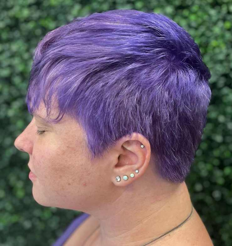 pixie cut lilla tinta unita corto