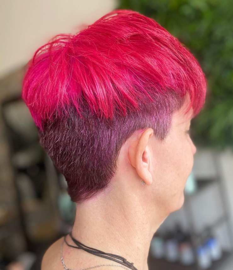 pixie cut bicolor rosso