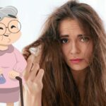 Donna con capelli spenti e nonna
