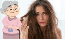 Donna con capelli spenti e nonna